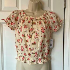 WALLFLOWER Juniors Floral Top Size 14/16 100% Cotton NWT